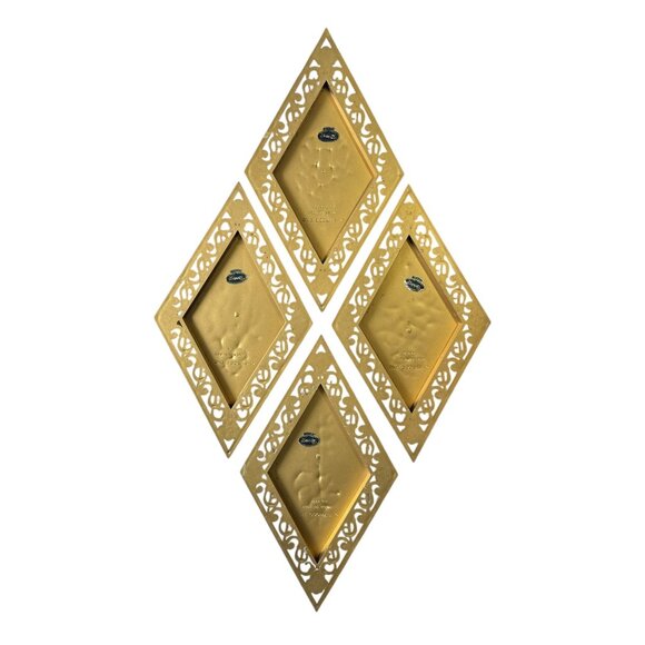 Syroco Set Of 4 Vintage Gold Diamond-Shaped Wall Plaques Ornate Design MCM Decor - Picture 2 of 16